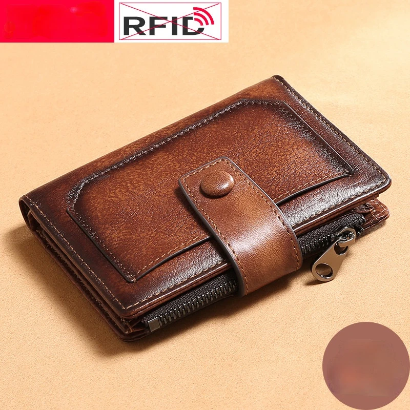 New Rfid Genuine Leather Wallet Men Crazy Horse Wallets Coin Purse Short Male Money Bag Quality Designer Mini Purses Card Holder 
New Rfid Genuine Leather Wallet Men Crazy Horse Wallets Coin Purse Short Male Money Bag Quality Designer Mini Purses Card Holder