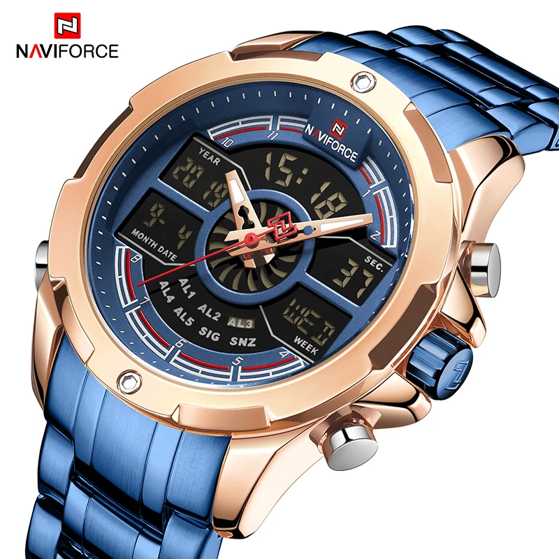 

NAVIFORCE New Men Watch Clock Chronograph Military Top Brand Fashion Digital Stainless Steel Sport Analog 30M Waterproof Luxury