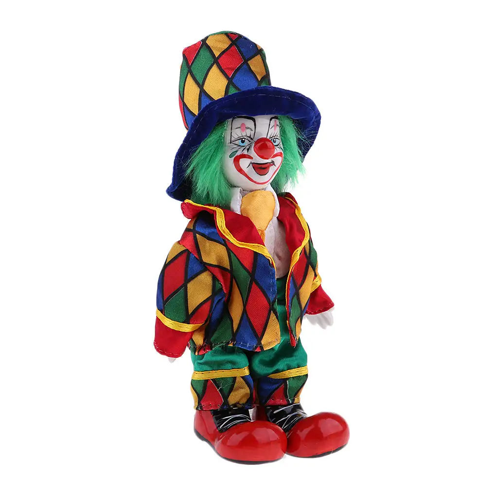 

18cm/ 7.09 inch porcelain clown dolls Interesting Harlequin Smiling Clown Doll Standing Porcelain Doll Home Decor