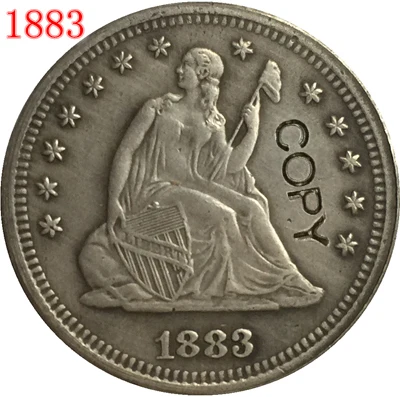 США 1883 LIBERTY seat четверть долларов копии монет