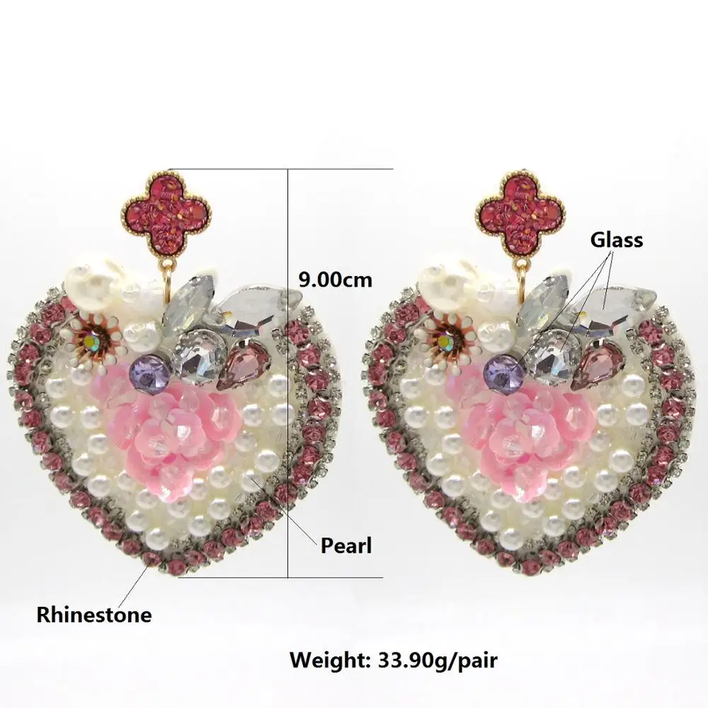 Big Heart Drop Earrings Bohemian Handmade Pearl Crystal Exaggerated ZA Earing For Women Wedding Dangle Jewelry Earring
Big Heart Drop Earrings Bohemian Handmade Pearl Crystal Exaggerated ZA Earing For Women Wedding Dangle Jewelry Earring