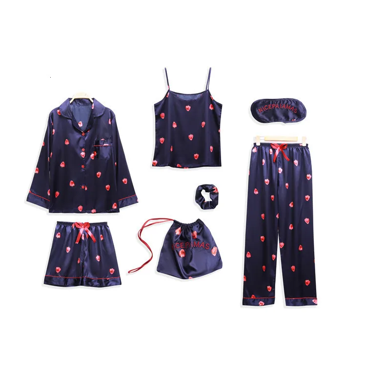 Imitate Real Silk Strawberry 7 Pieces Set Pajamas Woman Long Sleeve Printing Fashion Pajama Set
Imitate Real Silk Strawberry 7 Pieces Set Pajamas Woman Long Sleeve Printing Fashion Pajama Set