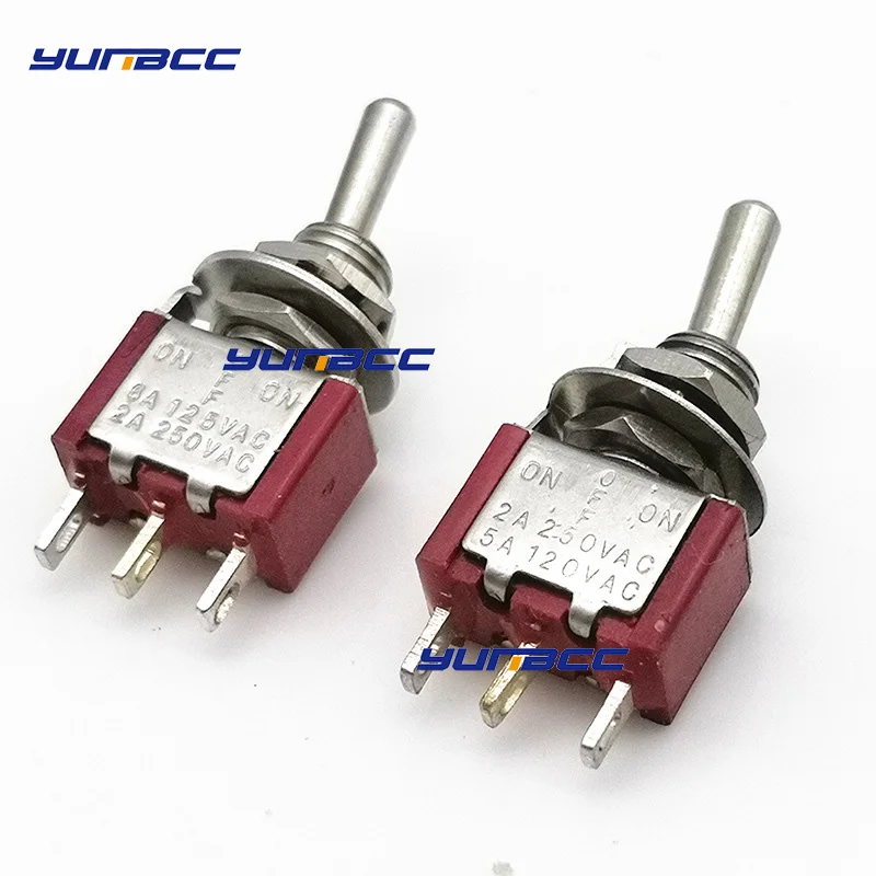 

2 Pcs MTS-103 3 Pins Terminals Heavy Metal Toggle Switches ON ON Kit Classic Car AC 250V/ 15A mounting holes two positions
