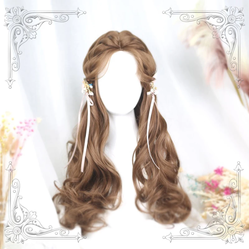 

High Quality Soft Girl Lolita Angel 65Cm+ Honey Pudding Color Middle Parting Wig