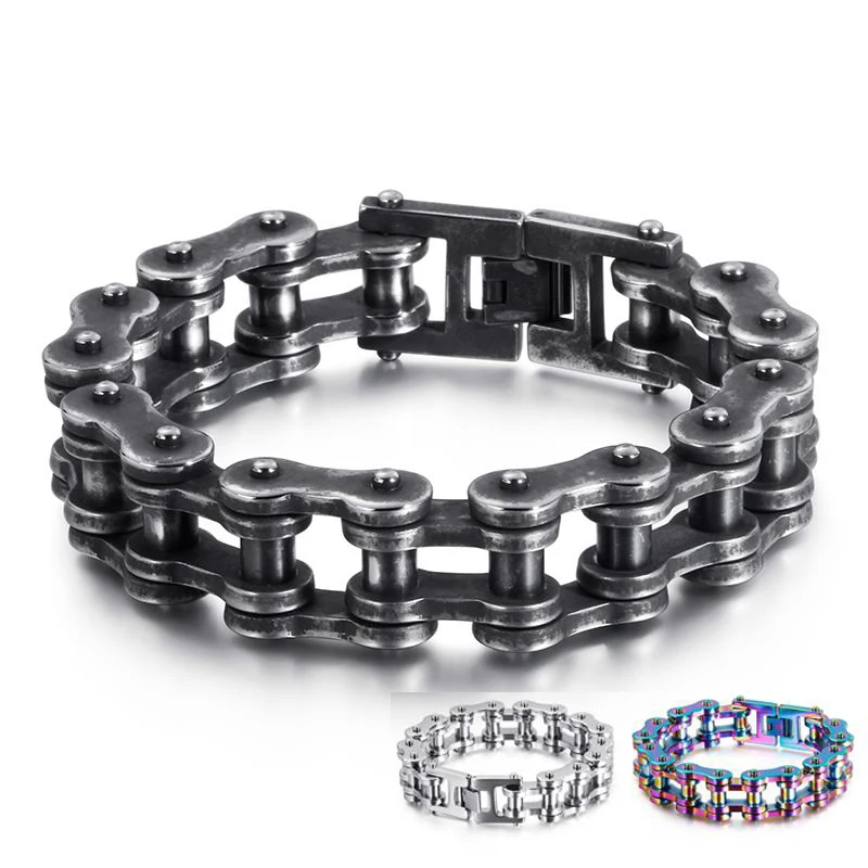 Vintage Mens Women Brush Black Bicycle Biker Motorcycle Chain Bracelet 19MM Heavy Rainbow Stainless Steel Bike Bracelets Jewelry
Vintage Mens Women Brush Black Bicycle Biker Motorcycle Chain Bracelet 19MM Heavy Rainbow Stainless Steel Bike Bracelets Jewelry