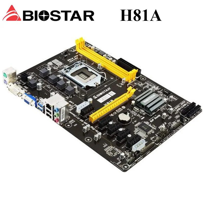 Материнская плата BIOSTAR H81A 1150 Intel H81 Core i7/i5/i3/Pentium оригинальная системная DDR3 16 ГБ б/у
