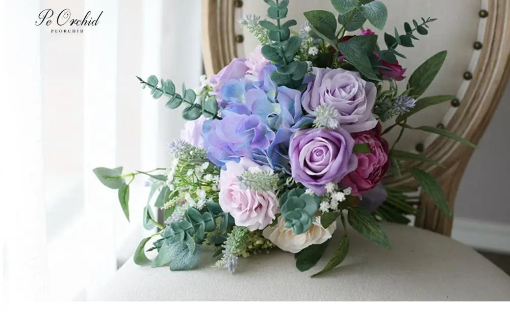 PEORCHID Roses Hydrangea Purple Wedding Bridal Bouquets Ramo De Novia Vintage Brides Holding Flowers Artificial Bouquet
PEORCHID Roses Hydrangea Purple Wedding Bridal Bouquets Ramo De Novia Vintage Brides Holding Flowers Artificial Bouquet