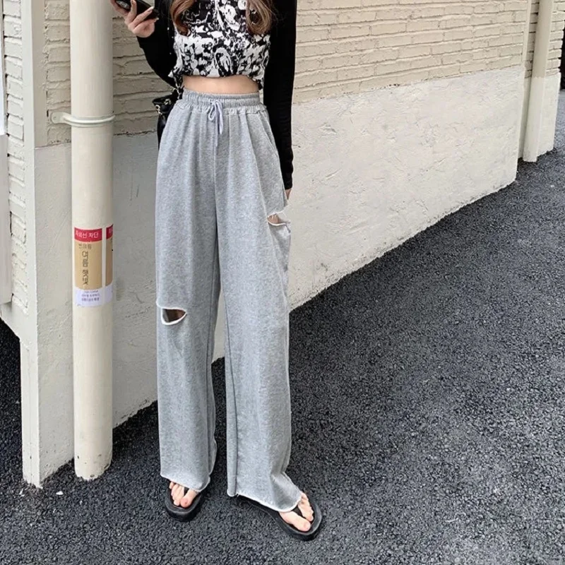 Women's pants Autumn harajuku punk jogger pants Loose trousers Vintage High Waist Broken Hole pants Sweatpants Drawstring size
Women's pants Autumn harajuku punk jogger pants Loose trousers Vintage High Waist Broken Hole pants Sweatpants Drawstring size