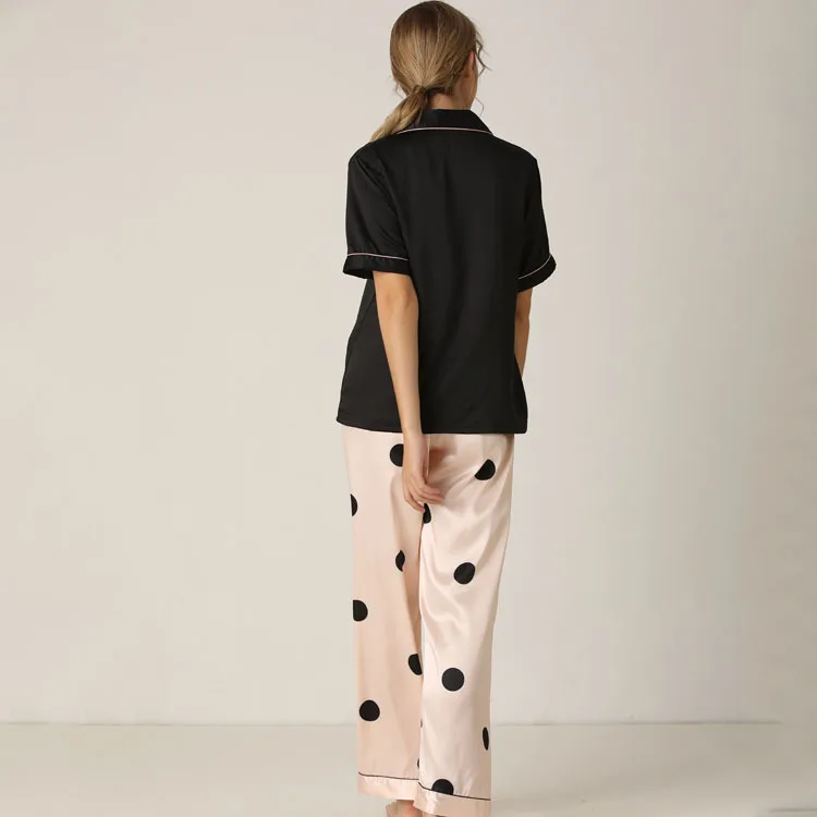 

Lisacmvpnel Spring New Pajamas Woman Silk Suit Short Sleeve Trousers Loose High Archives Sleepwear