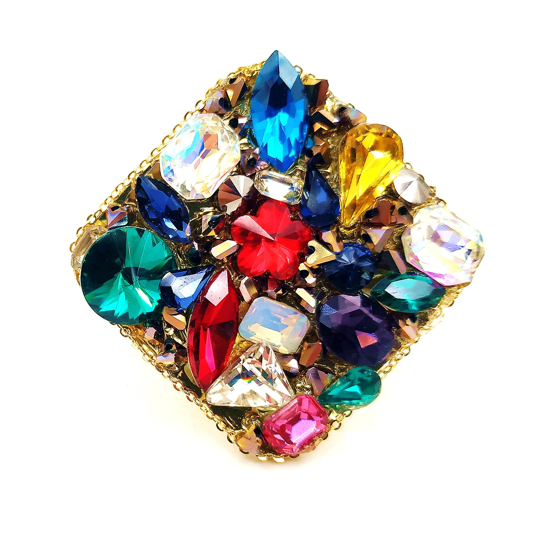 Gorgeous Vintage Multi Colored Stones Square Brooches Art Deco Pins Geometrical Jewelry for Gala Party Church Anniversay Dinner 
Gorgeous Vintage Multi Colored Stones Square Brooches Art Deco Pins Geometrical Jewelry for Gala Party Church Anniversay Dinner