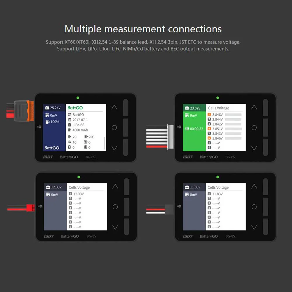 ISDT BattGo BG-8S Smart Battery Checker Balancer Receiver Signal Tester Quick Charge Function
ISDT BattGo BG-8S Smart Battery Checker Balancer Receiver Signal Tester Quick Charge Function
