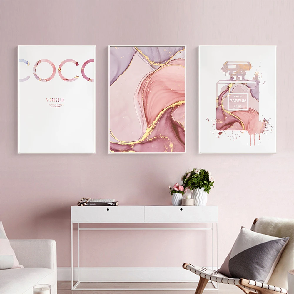 Fashion Poster Perfume Bottle Pink Marble Illustration Canvas Painting Vanity Decor Luxury Wall Art Picture For Girl Room Office 
Fashion Poster Perfume Bottle Pink Marble Illustration Canvas Painting Vanity Decor Luxury Wall Art Picture For Girl Room Office