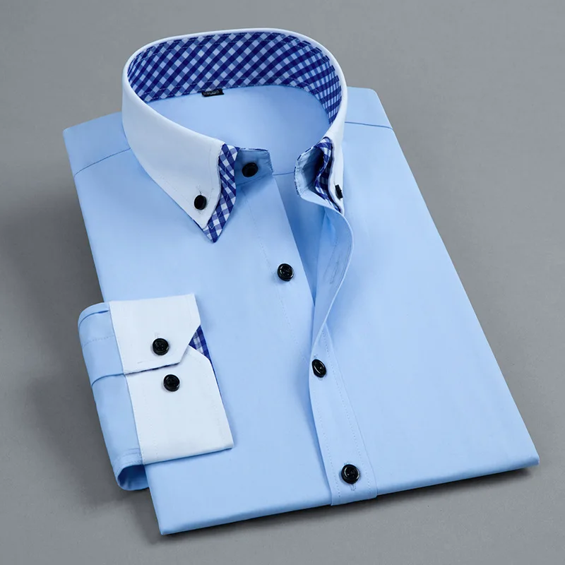 Long Sleeve Men's Formal Dress Shirt Easy-care New Fashion Double Collar Solid Color Business Office Work Smart Casual Shirt
Long Sleeve Men's Formal Dress Shirt Easy-care New Fashion Double Collar Solid Color Business Office Work Smart Casual Shirt