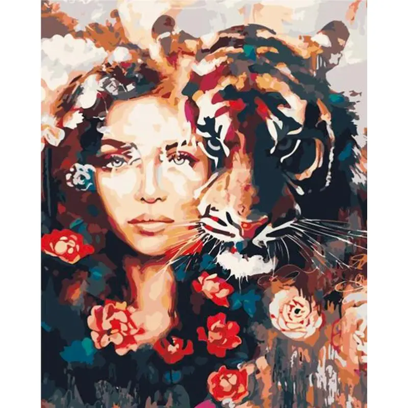 Paintings By Numbers Kids woman and tiger Picture On Wall Loft Photo Frames Wall Decoration Bedroom Adult Canvas Art Gatyztory 
Paintings By Numbers Kids woman and tiger Picture On Wall Loft Photo Frames Wall Decoration Bedroom Adult Canvas Art Gatyztory