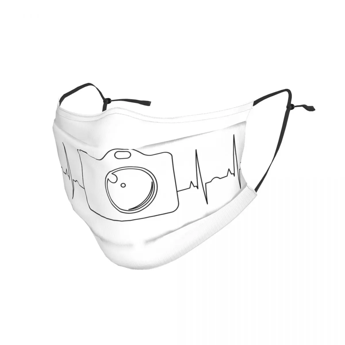 

Heartbeat For Camera Reusable Printed Mouth Face Mask Anti Haze Dust Proof with Filters Winter Protection Cover Respirator Adult