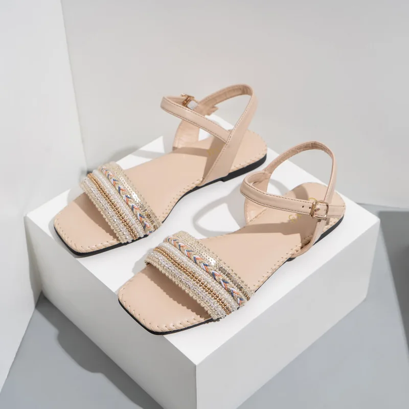 2021 summer new Ethnic style women's sandals Square head Braided belt Women's flat sandals
2021 summer new Ethnic style women's sandals Square head Braided belt Women's flat sandals