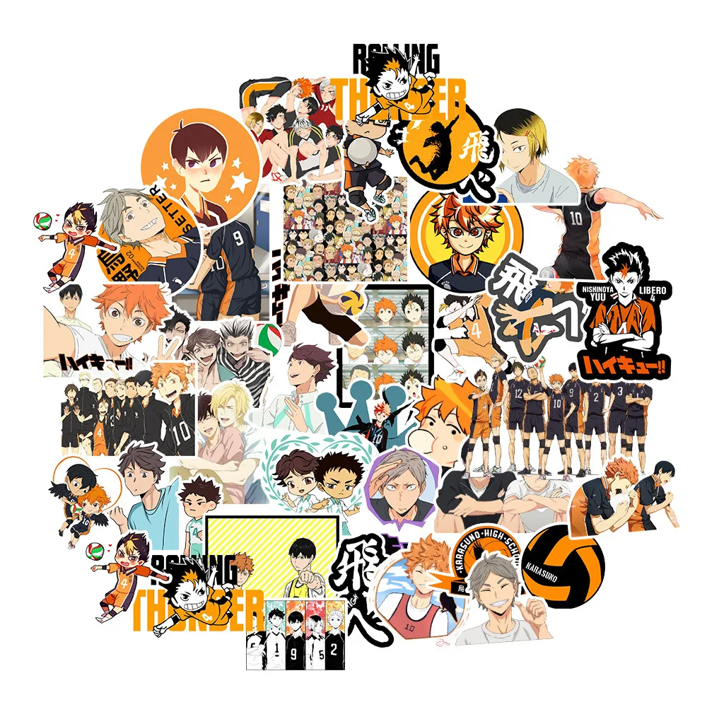 

50/100Pcs/Set Haikyuu!! Stickers Japanese Anime Sticker Volleyball Decal on Guitar Suitcase Laptop Phone Fridge Motorcycle Car