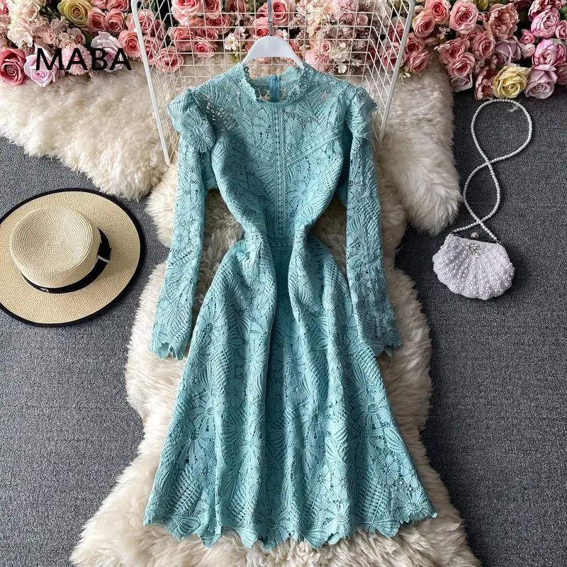 Spring Autumn Lace Elegant Dress Women Fashion Hook Flower Hollow Bodycon Long Sleeve Dresses Cocktail Dresses 2021 Vestidos
Spring Autumn Lace Elegant Dress Women Fashion Hook Flower Hollow Bodycon Long Sleeve Dresses Cocktail Dresses 2021 Vestidos