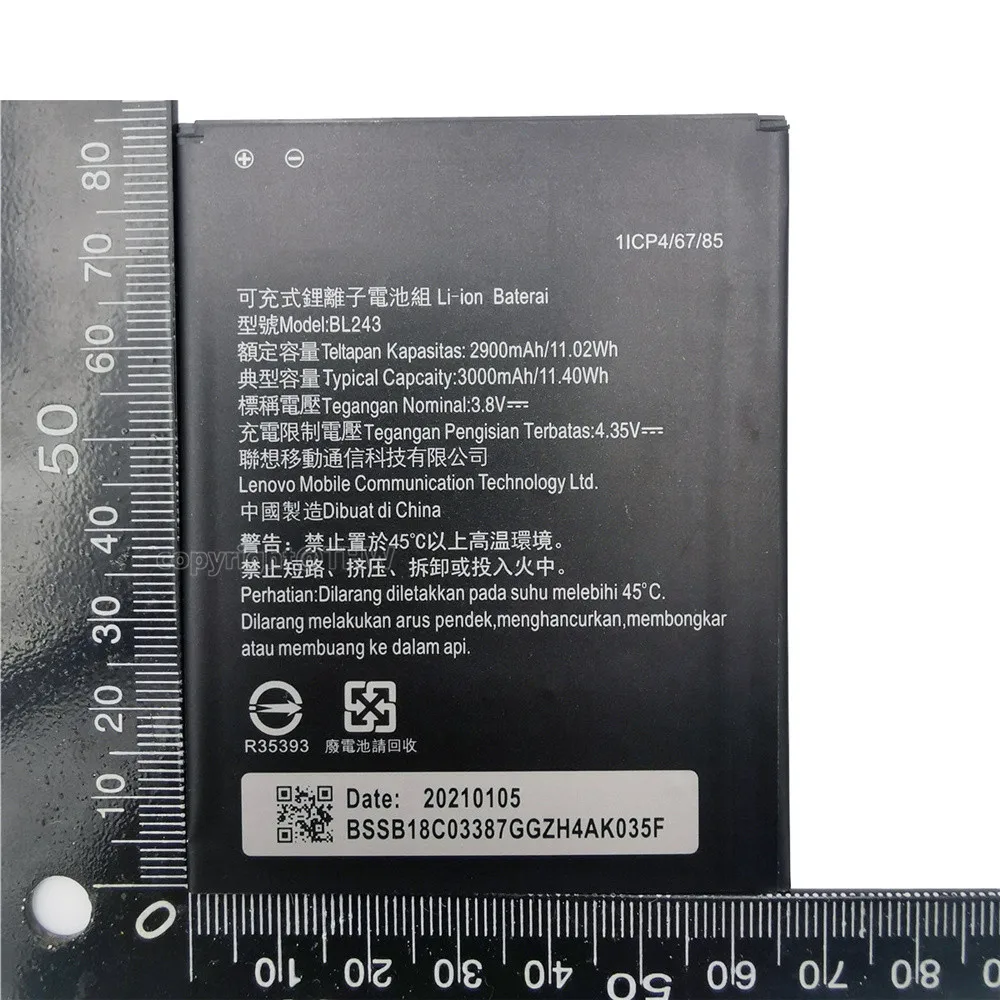 100% Оригинальный аккумулятор BL243 для lenovo K3 Note K50-T5 A7000 A5500 A5600 A7600 2900 мА · ч | Мобильные
