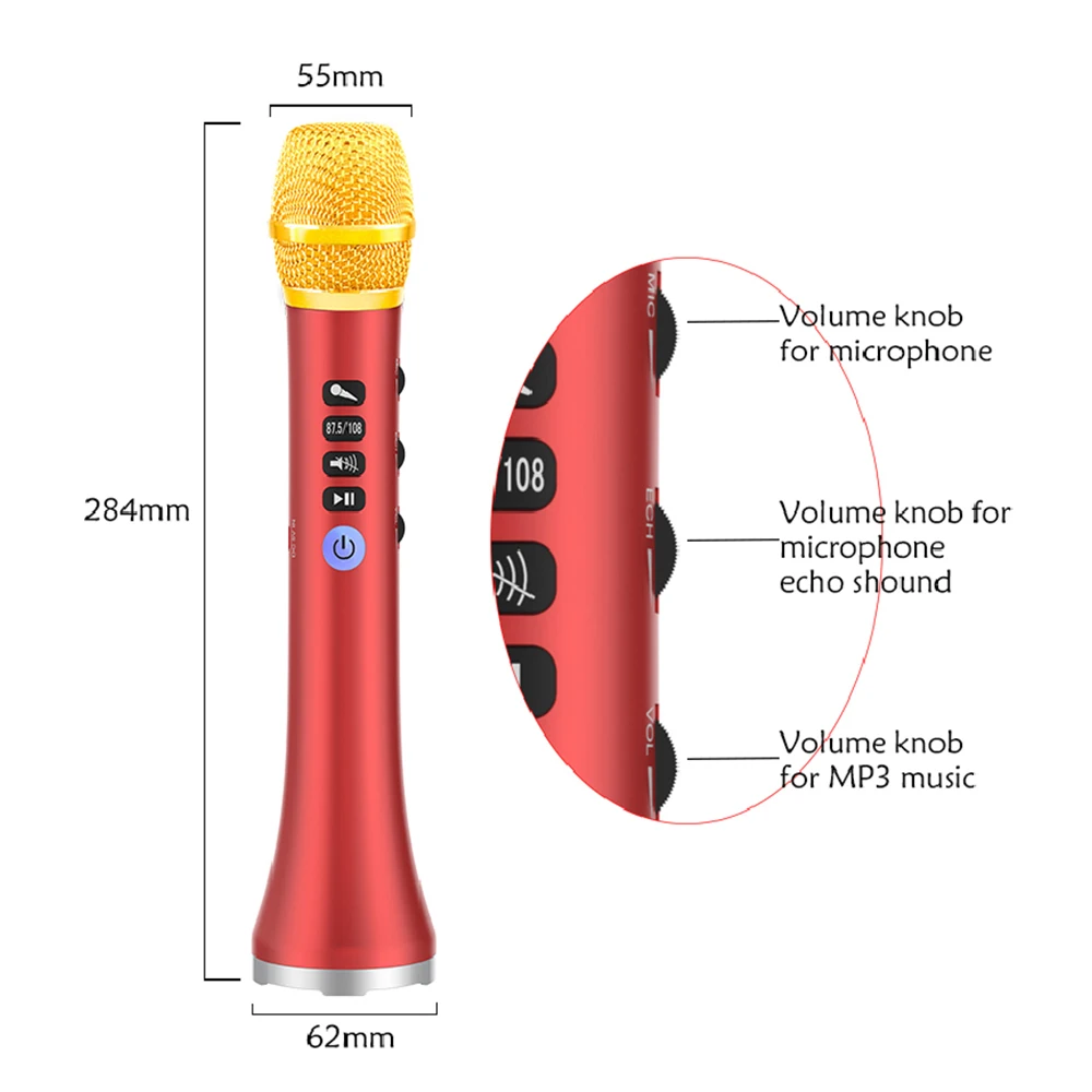L 698 беспроводной караоке микрофон Bluetooth динамик 2в1 ручной поет и запись
