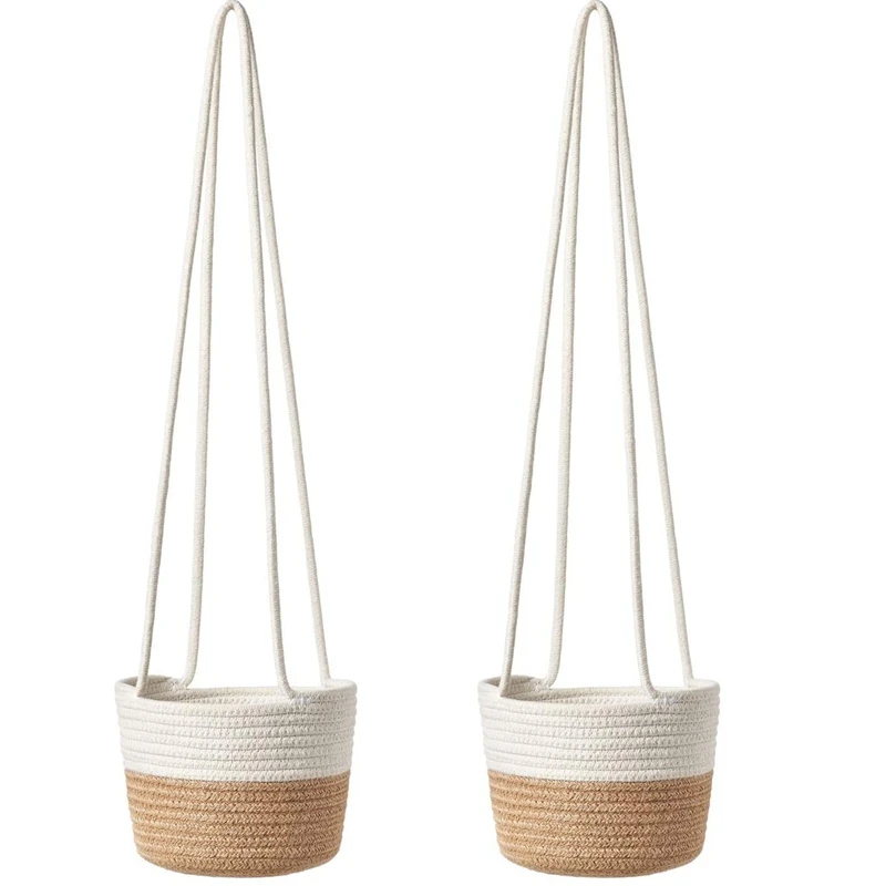 2 Pack Rope Hanging Planter,Woven Cotton Rope Hanging Plant Basket Modern Home Decoration for Indoor Plants
2 Pack Rope Hanging Planter,Woven Cotton Rope Hanging Plant Basket Modern Home Decoration for Indoor Plants
