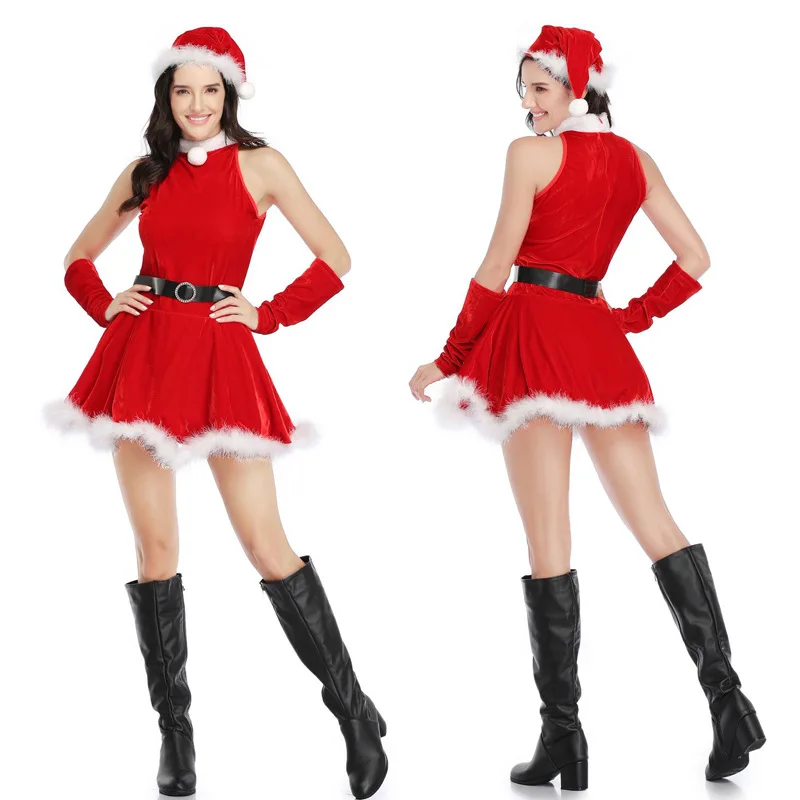 Christmas Halloween Bunny Sexy Costume Bright Red Sleeveless Plush Short Skirt Performance Dress
Christmas Halloween Bunny Sexy Costume Bright Red Sleeveless Plush Short Skirt Performance Dress