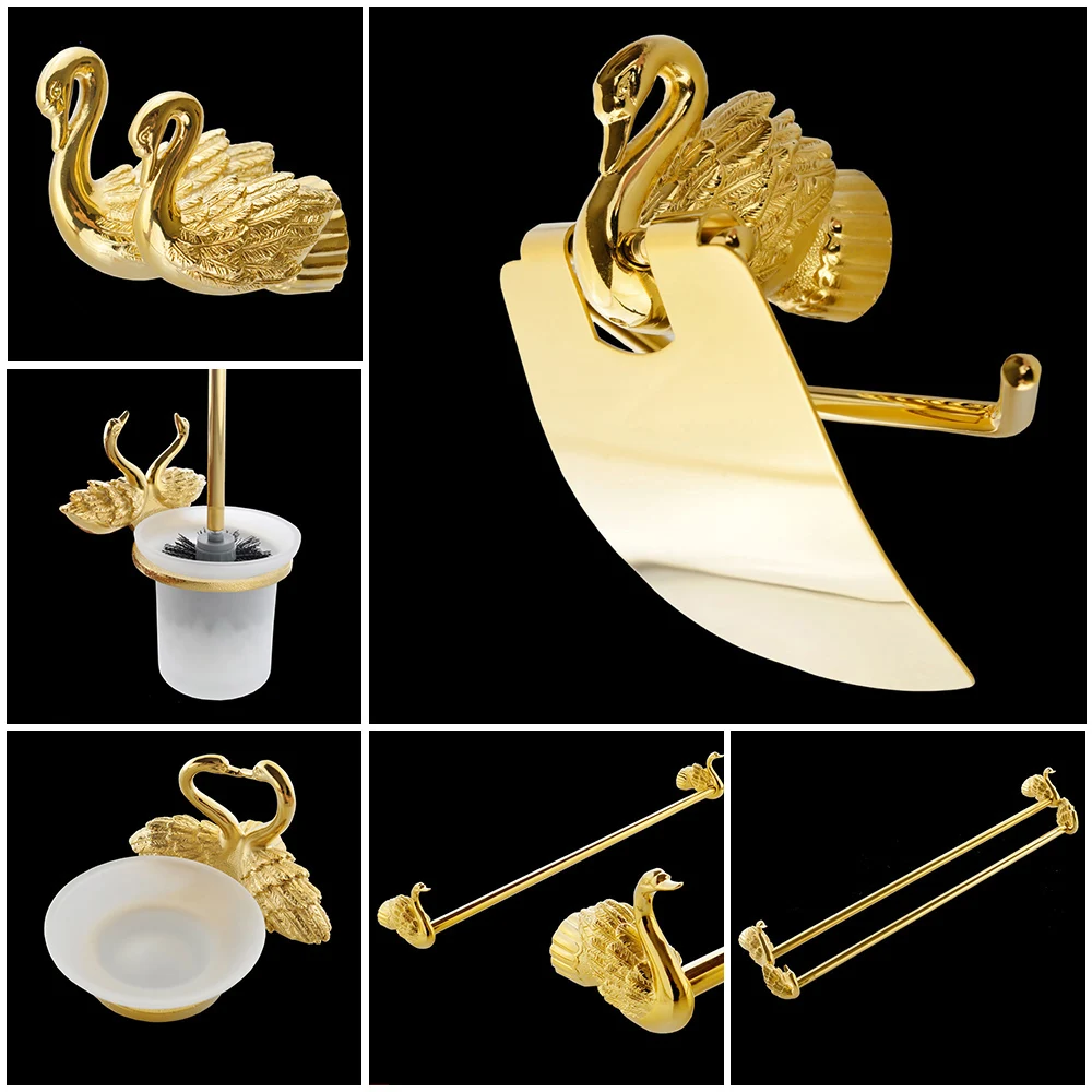 Bathroom Accessories Bath Hardware Set Golden Color Swan Toilet Paper Holder Towel Rack Tissue Holder Roll Paper Holder MB-0969A
Bathroom Accessories Bath Hardware Set Golden Color Swan Toilet Paper Holder Towel Rack Tissue Holder Roll Paper Holder MB-0969A