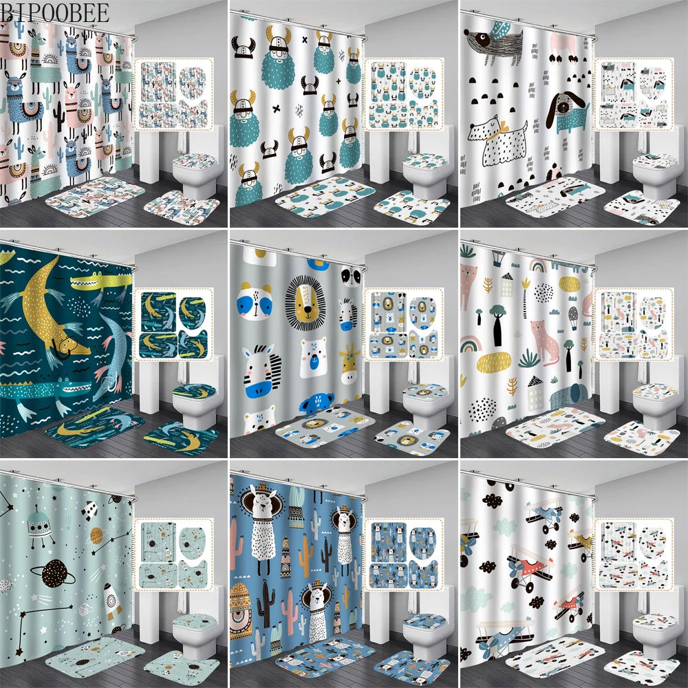 Funny Animal Printed Shower Curtains Alpaca Crocodile Lion Bathroom Curtain Flannel Bath Mats Rugs Toilet Cover Anti-slip Rug
Funny Animal Printed Shower Curtains Alpaca Crocodile Lion Bathroom Curtain Flannel Bath Mats Rugs Toilet Cover Anti-slip Rug
