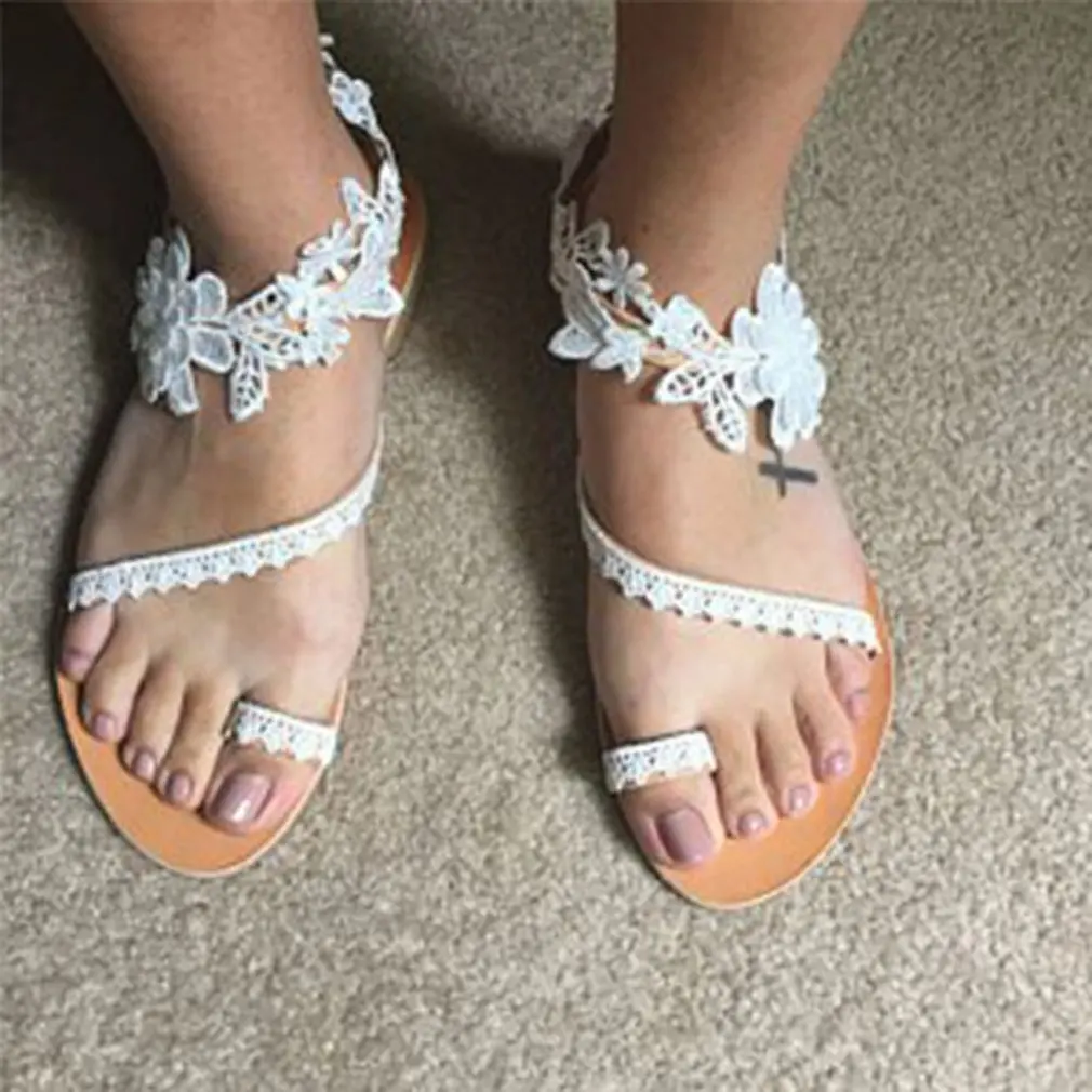 Summer Women Shoes Open-toed Flat Lace White Flowers Sandals Wedding Leather Sandal Leather Heels Sandal
Summer Women Shoes Open-toed Flat Lace White Flowers Sandals Wedding Leather Sandal Leather Heels Sandal