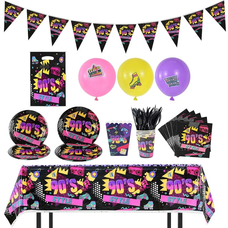 90s Party Supplies Back To 90's Style Theme Party Decor Disposable Tableware Balloons Banners Adults Birthday Party Decoration
90s Party Supplies Back To 90's Style Theme Party Decor Disposable Tableware Balloons Banners Adults Birthday Party Decoration