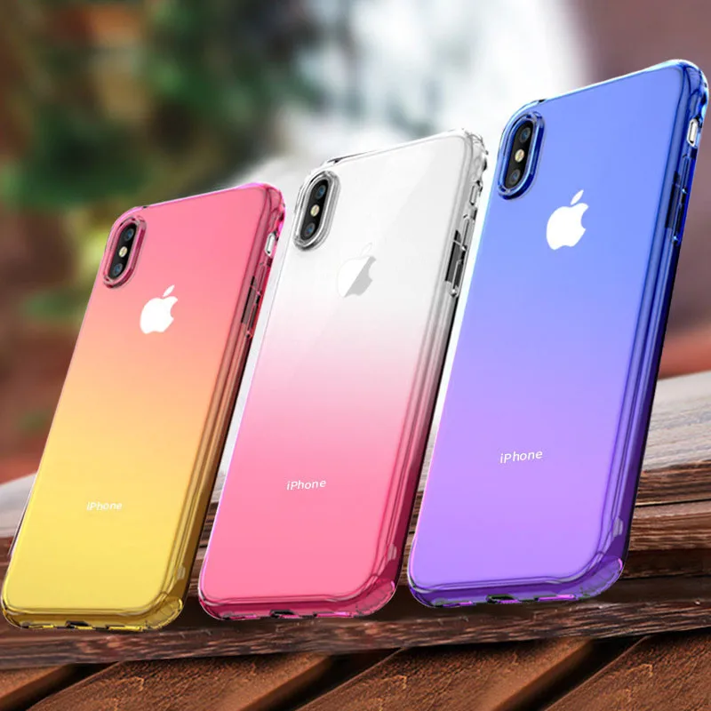 Прозрачный разноцветный градиентный чехол для телефона iPhone X XS XR Xs Max чехлы 6 6s 7 8