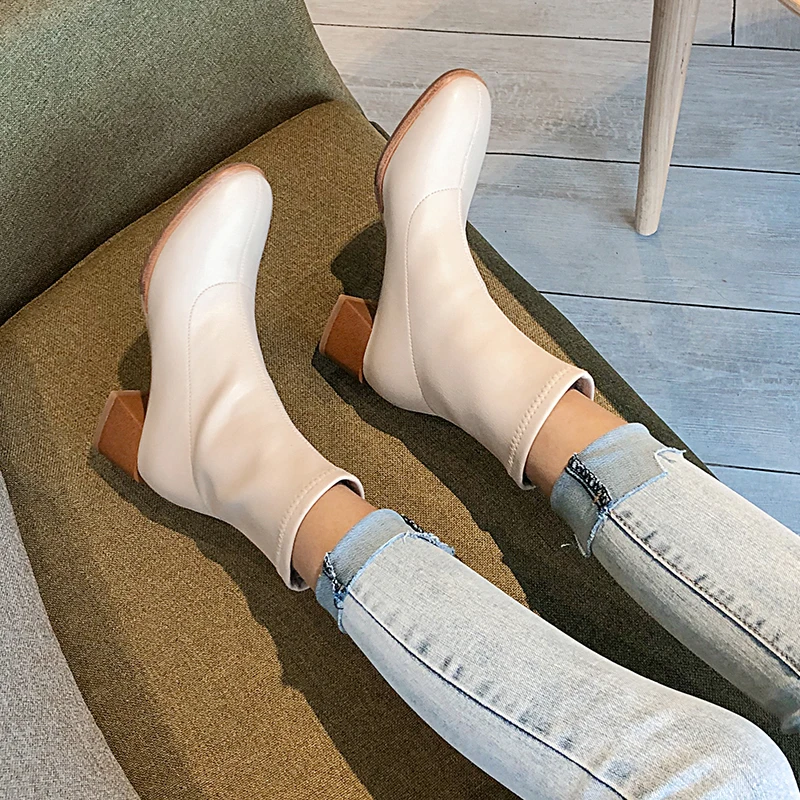 ISNOM Cow Leather Ankle Boots Women High Heels Sock Booties Square Toe Shoes Female Fashion Party Shoes Ladies Spring 2020 New
ISNOM Cow Leather Ankle Boots Women High Heels Sock Booties Square Toe Shoes Female Fashion Party Shoes Ladies Spring 2020 New