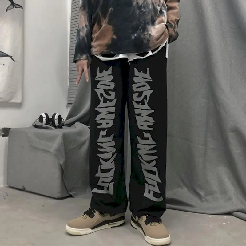 Hip-hop Pants Men Women Letter Print Wide-leg Casual Pants Black High-waist Korean Trend All-match Casual Trousers Male Bottoms
Hip-hop Pants Men Women Letter Print Wide-leg Casual Pants Black High-waist Korean Trend All-match Casual Trousers Male Bottoms
