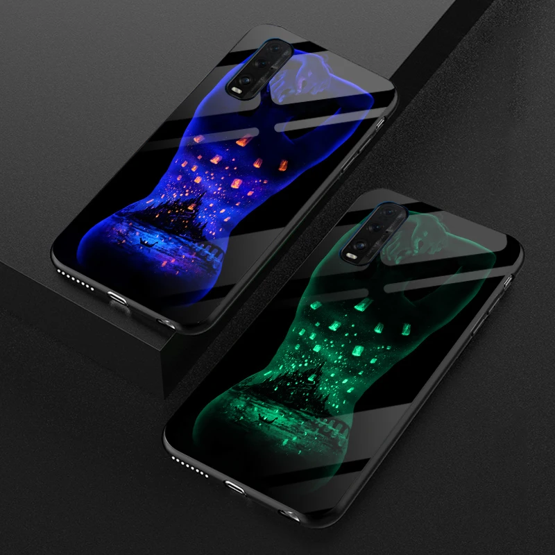 3D светящийся чехол из закаленного стекла для OPPO R15 R15X R17 Pro K1 задняя крышка с