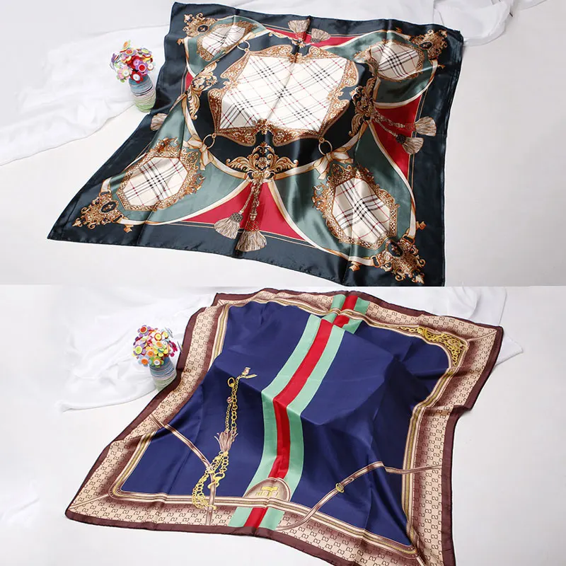 Fashion Silk Scarves for Women 2021 Brand Print Satin Hijab Shawl Scarf Ladies Hair Neck Kerchief Square Bandana Scarf 90*90cm 
Fashion Silk Scarves for Women 2021 Brand Print Satin Hijab Shawl Scarf Ladies Hair Neck Kerchief Square Bandana Scarf 90*90cm