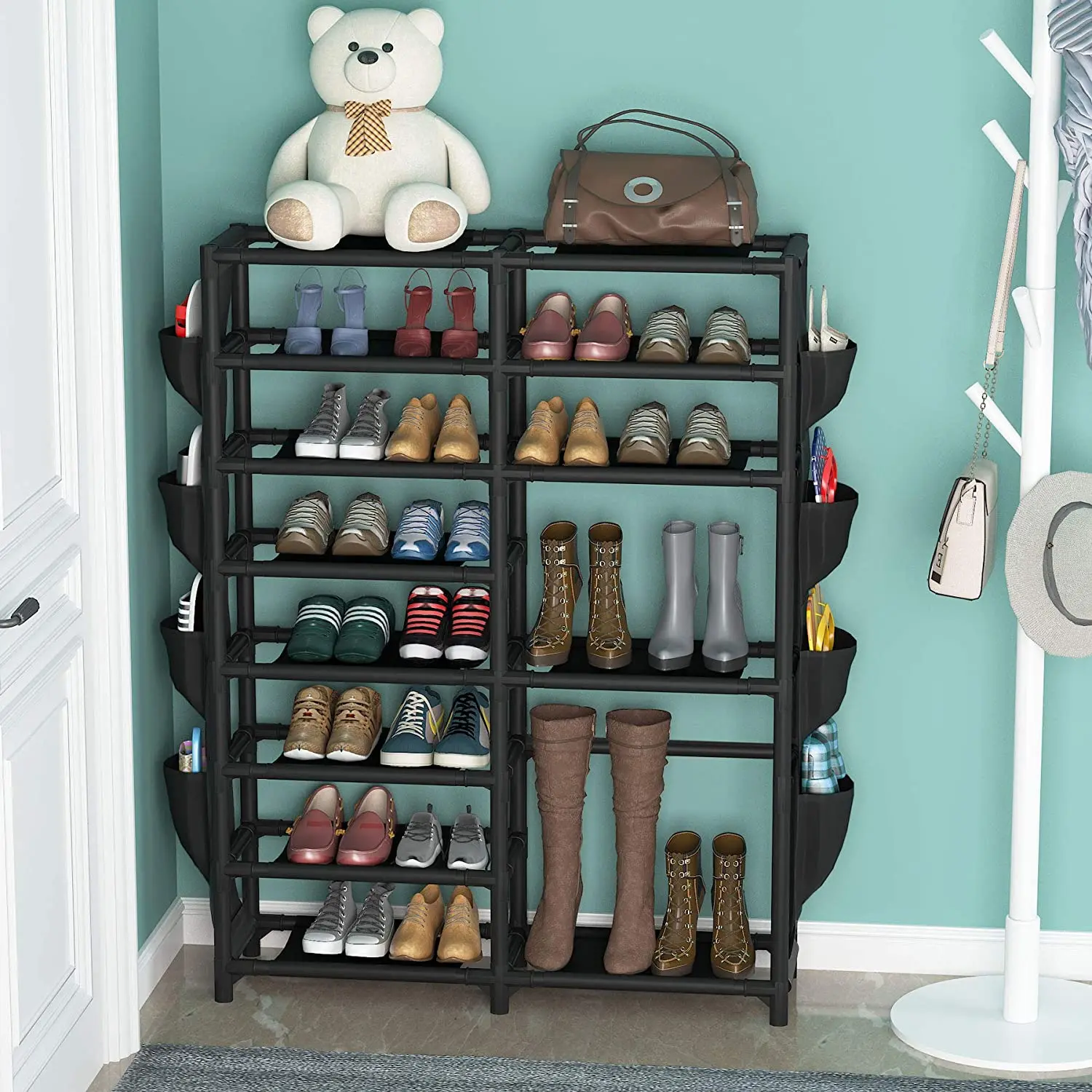 Double Row Shoe Rack with Side bag Bolding Painting Tube Shoes Boots Stand DIY Storage Organizer Holder Dustproof Shoe Cabinet
Double Row Shoe Rack with Side bag Bolding Painting Tube Shoes Boots Stand DIY Storage Organizer Holder Dustproof Shoe Cabinet