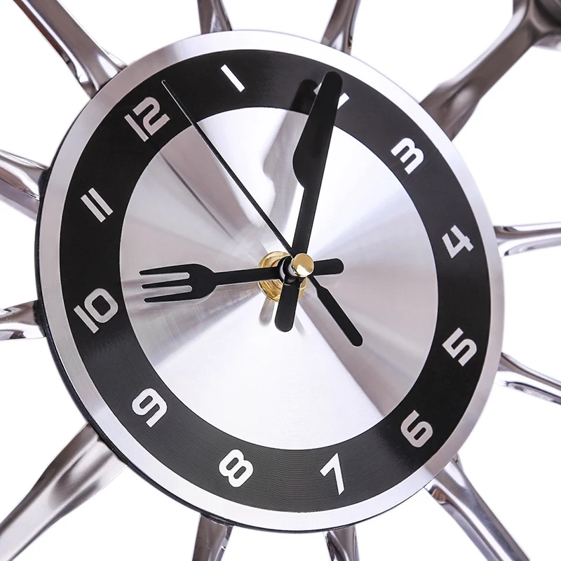 Stainless Steel and Fork Wall Clock Metal Knife and Fork Spoon Wall Clock Silent Scanning Tableware Platter Wall Clock
Stainless Steel and Fork Wall Clock Metal Knife and Fork Spoon Wall Clock Silent Scanning Tableware Platter Wall Clock