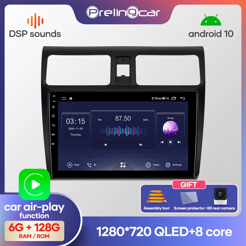 Prelingcar Android 10 Автомобиль Радио мультимедийный видеоплеер GPS навигации для SUZUKI Swift