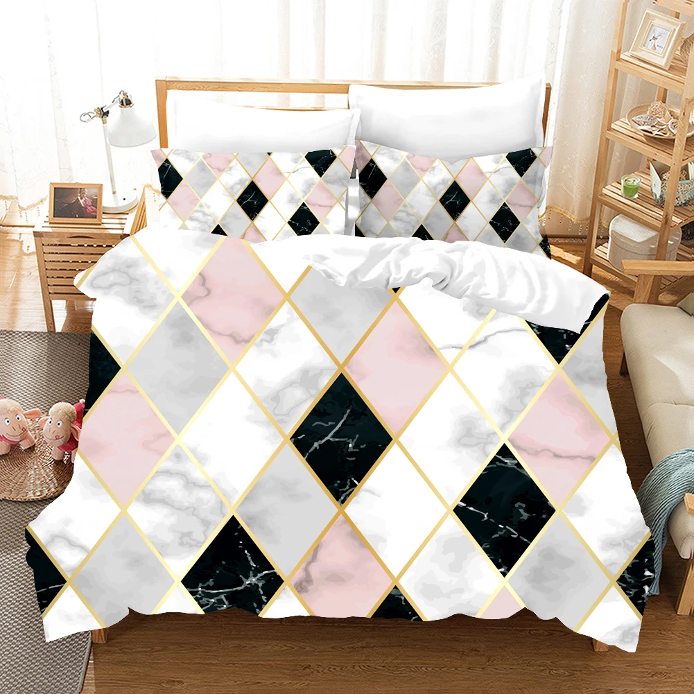 Black Grey Pink Plaid Bedding Set Comforter 3D Print Luxury Duvet Cover Set Home Textile Decor Queen King Single Size Marble
Black Grey Pink Plaid Bedding Set Comforter 3D Print Luxury Duvet Cover Set Home Textile Decor Queen King Single Size Marble