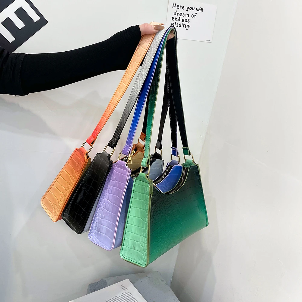 Women Gradient Color Underarm Shoulder Bags Alligator Pattern PU Tote Pouch Female Street Casual Single Shoulder Bag
Women Gradient Color Underarm Shoulder Bags Alligator Pattern PU Tote Pouch Female Street Casual Single Shoulder Bag
