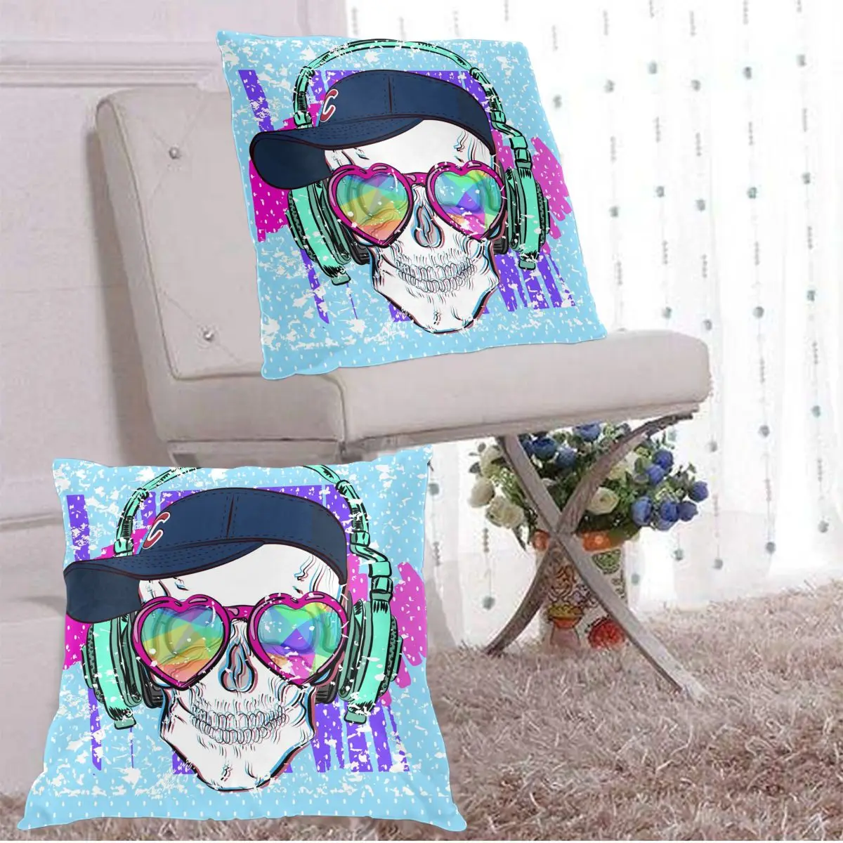 Decorative Pillowcase Skull Headphones Hat Love Heart Glasses Throw Pillow Case Square Polyester Pillow Cover for Home Office
Decorative Pillowcase Skull Headphones Hat Love Heart Glasses Throw Pillow Case Square Polyester Pillow Cover for Home Office