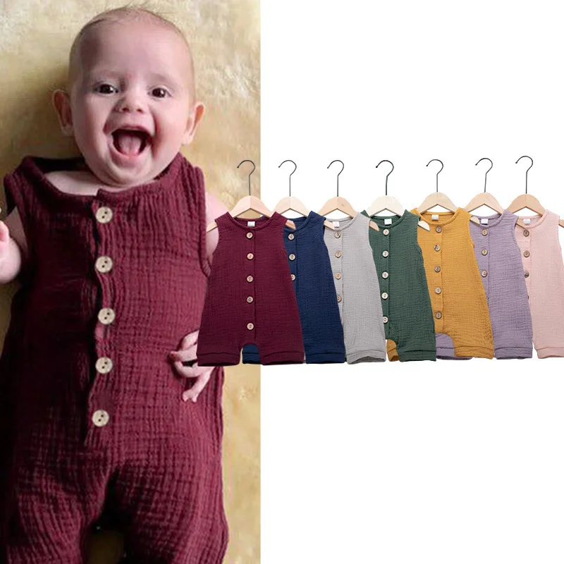Summer Newborn Infant Baby Boys Girls Rompers Jumpsuits Playsuits Onepiece Cotton Linen Muslin Sleeveless Toddler Baby Clothing
Summer Newborn Infant Baby Boys Girls Rompers Jumpsuits Playsuits Onepiece Cotton Linen Muslin Sleeveless Toddler Baby Clothing