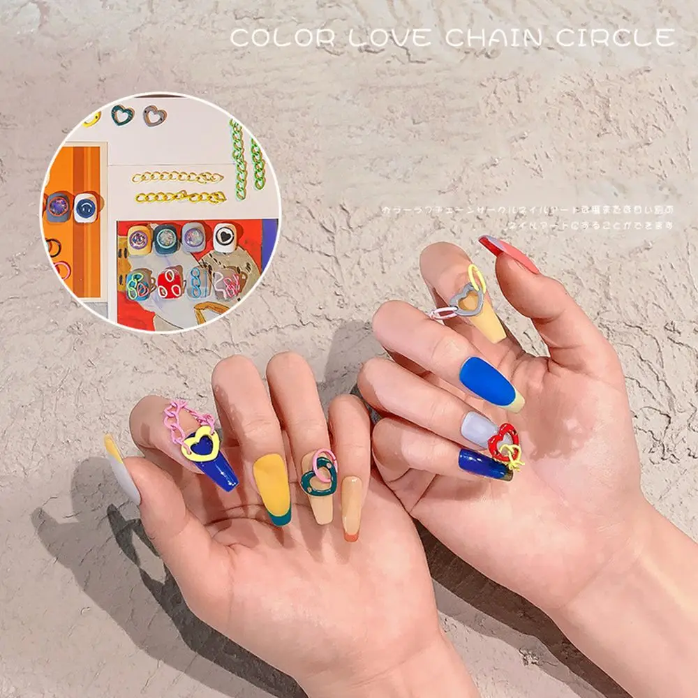 INS Style Hollow Circle Love Metal Nail Jewelry Candy Color Nail Art Decoration Chain Nail Art Ornaments
INS Style Hollow Circle Love Metal Nail Jewelry Candy Color Nail Art Decoration Chain Nail Art Ornaments