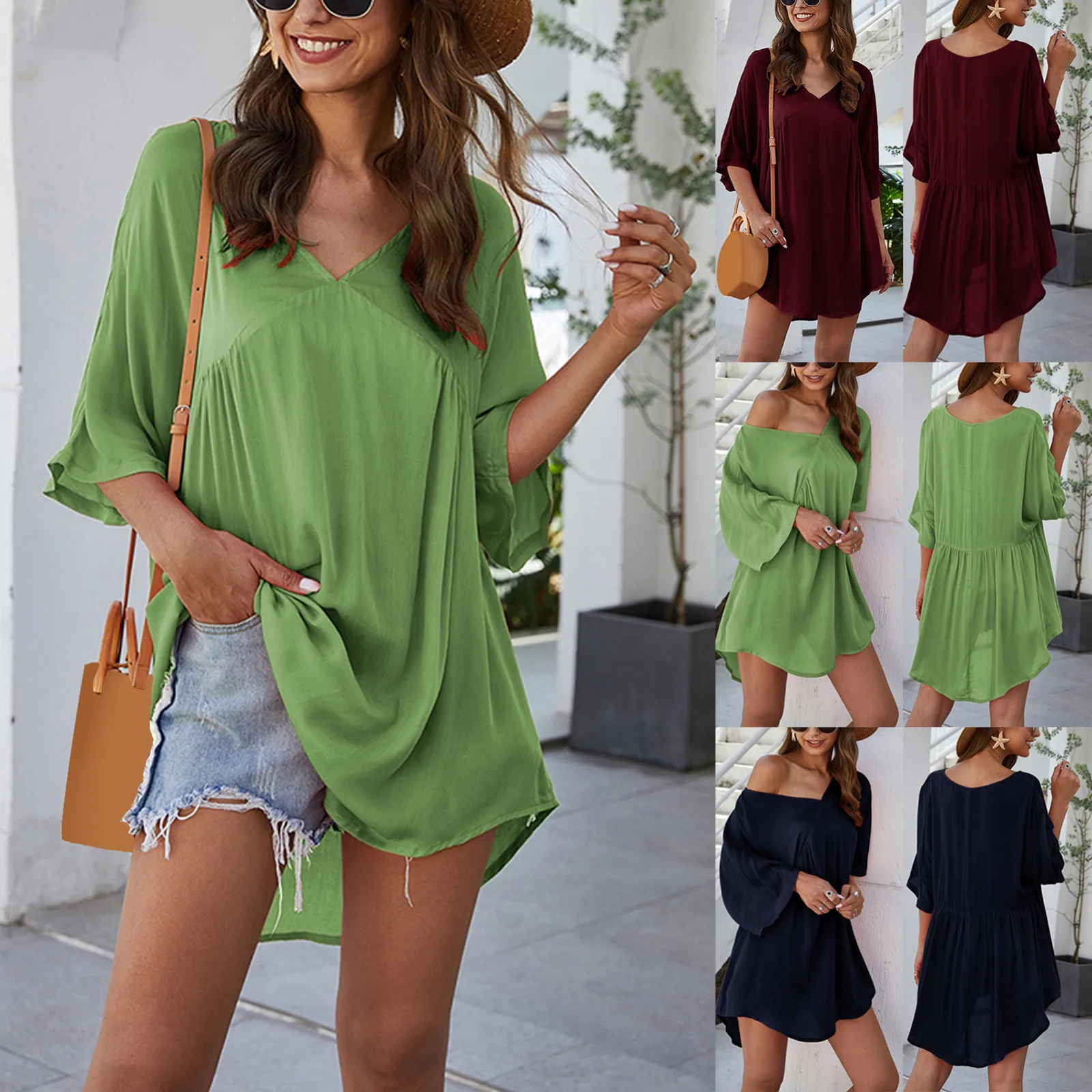 Summer Women's Dress 2021Solid Color V-Neck Button Dress Short Sleeve Cotton Linen Easy Dress Mini Skirt платье летнее женское
Summer Women's Dress 2021Solid Color V-Neck Button Dress Short Sleeve Cotton Linen Easy Dress Mini Skirt платье летнее женское