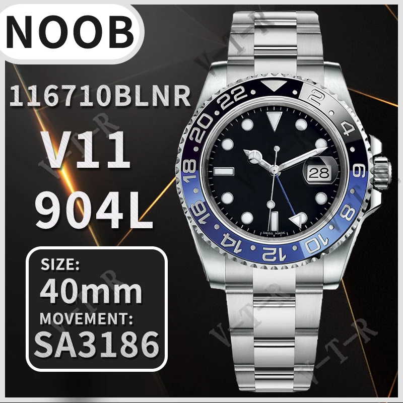 Men's Automatic Mechanical Watch 40MM GMT-Master II 116710 BLNR Black/Blue Ceramic 904L SS Noob 1:1 Best Edition A3186 CHS V11
Men's Automatic Mechanical Watch 40MM GMT-Master II 116710 BLNR Black/Blue Ceramic 904L SS Noob 1:1 Best Edition A3186 CHS V11