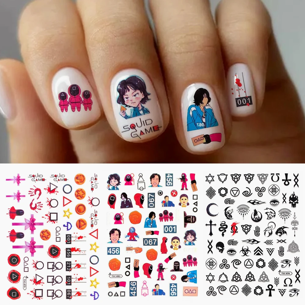 Newest TSC-073-083 squid game series 3d nail art stickers decal template diy nail tool decoration 
Newest TSC-073-083 squid game series 3d nail art stickers decal template diy nail tool decoration