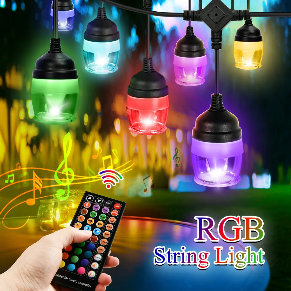 38FT 12Bulbs RGB LED String Lights IP65 Waterproof Outdoor String lights With Remote Control Garden Patio Holiday Lighting Deco
38FT 12Bulbs RGB LED String Lights IP65 Waterproof Outdoor String lights With Remote Control Garden Patio Holiday Lighting Deco