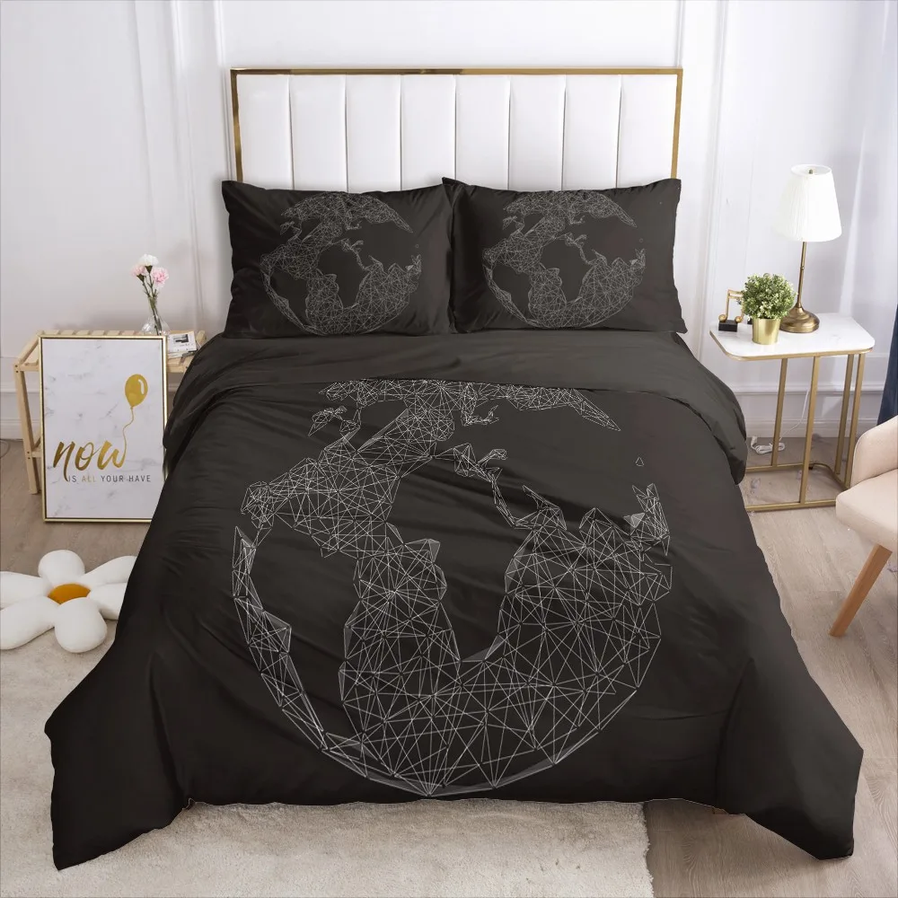 

3D Bedding Sets Duvet Quilt Cover Set Comforter Bed Linens King Queen Full Twin Double Size Modern Animal Horse Black Design
