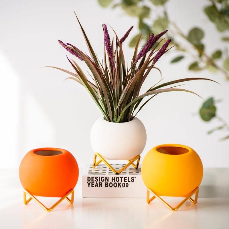 Small Ceramic Flower Pots And Planters with Gold Metal Stand 4 inch Coloful Cactus Succulents Potted Indoor Planter Pot Gift
Small Ceramic Flower Pots And Planters with Gold Metal Stand 4 inch Coloful Cactus Succulents Potted Indoor Planter Pot Gift