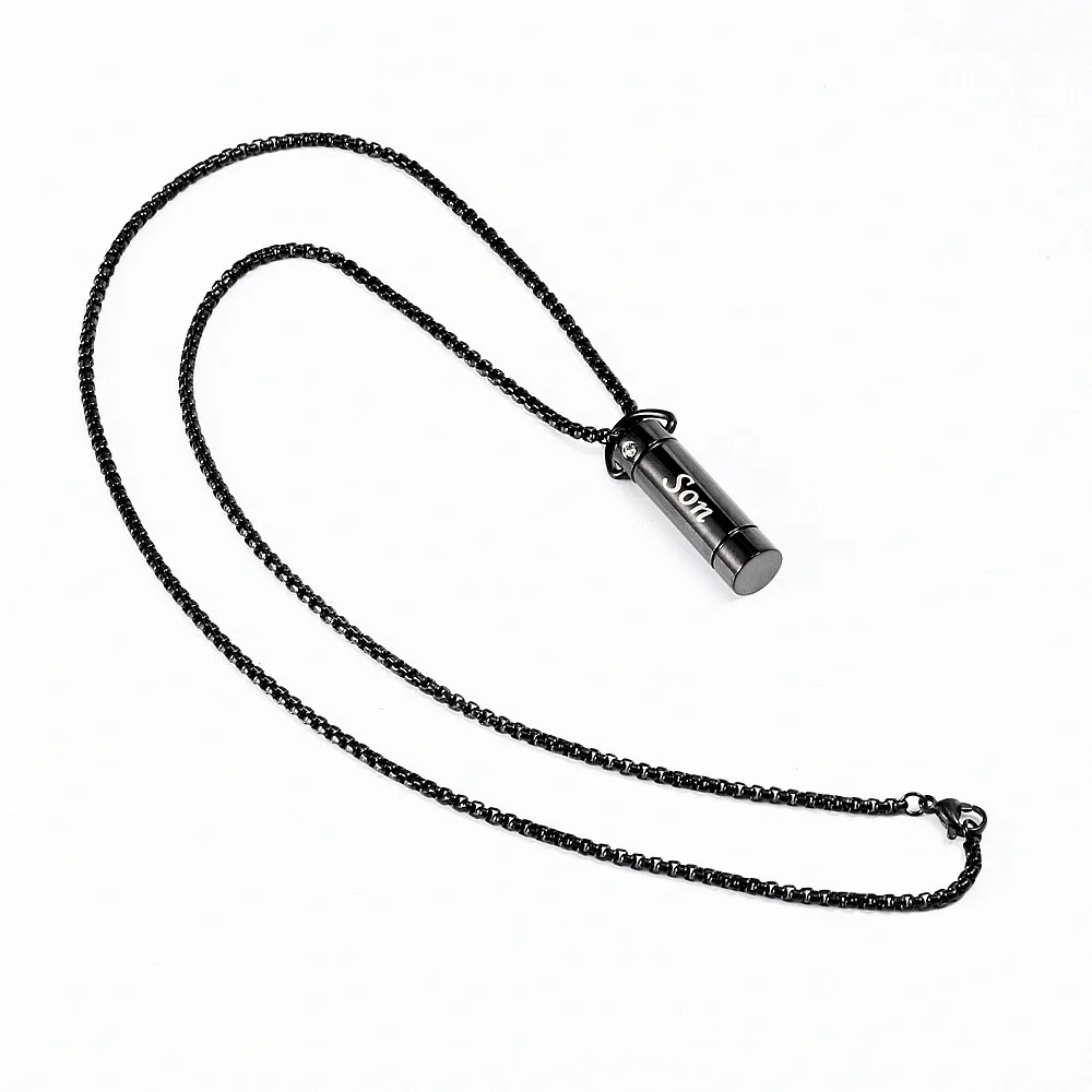 Keepsake Stainless Steel Cremation Pendant Necklace Memorial Ash Box Urn Papa Mama Son Grandpa Letter Carved Black Necklaces
Keepsake Stainless Steel Cremation Pendant Necklace Memorial Ash Box Urn Papa Mama Son Grandpa Letter Carved Black Necklaces
